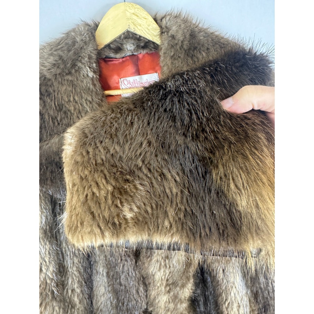 Vintage Shillington Furs Men 46 Brown Long Racoon Fur Coat Double Breasted - Picture 4 of 16